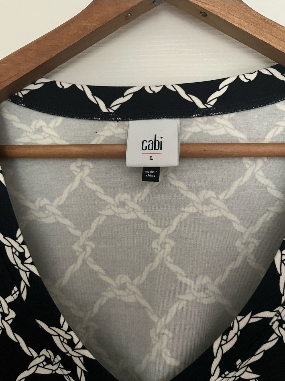 CAbi Cruise Dress Navy and White V-Neck Rope Print A-Line Dress - Picture 5 of 6